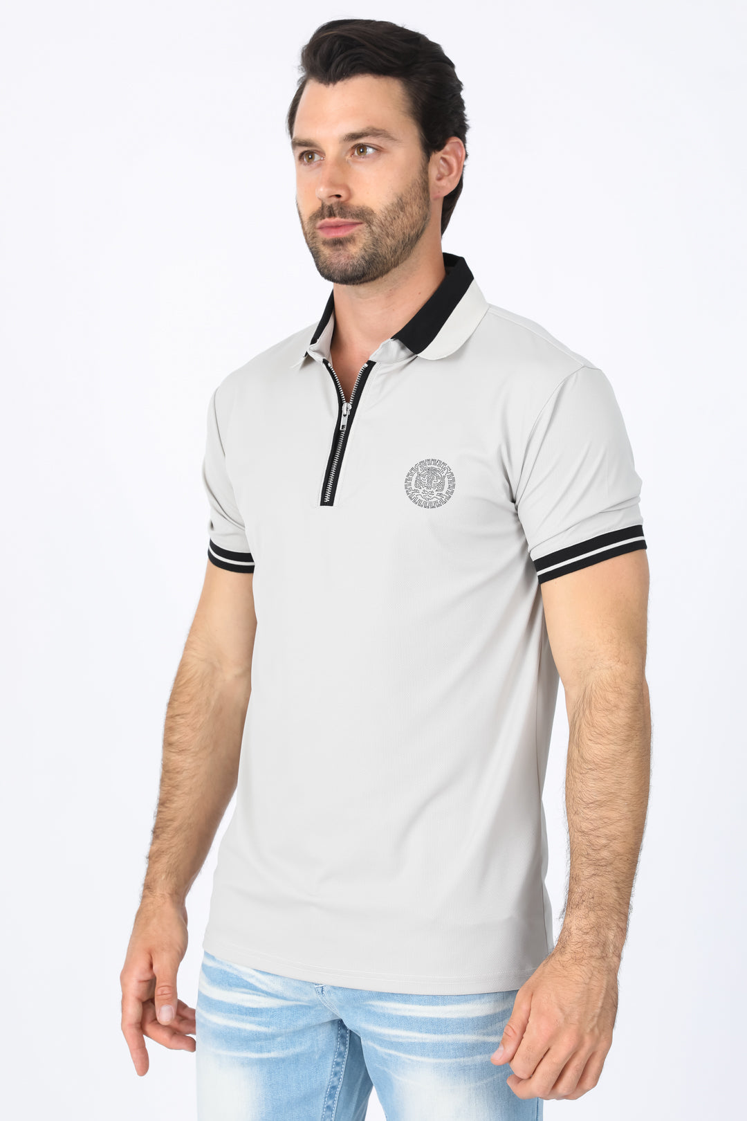 Mens Modern Fit Stretch Cotton Bone Polo