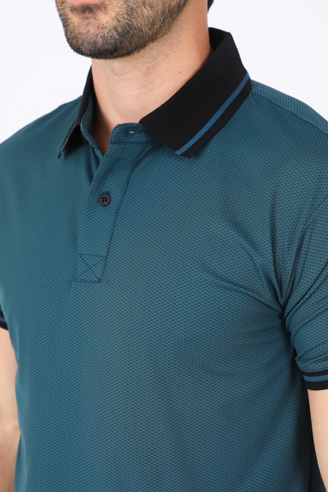 Mens Modern Fit Stretch Cotton Dark Teal Polo