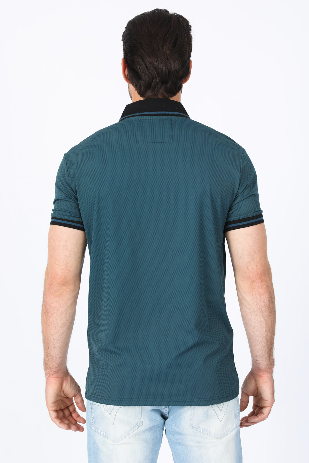 Mens Modern Fit Stretch Cotton Dark Teal Polo