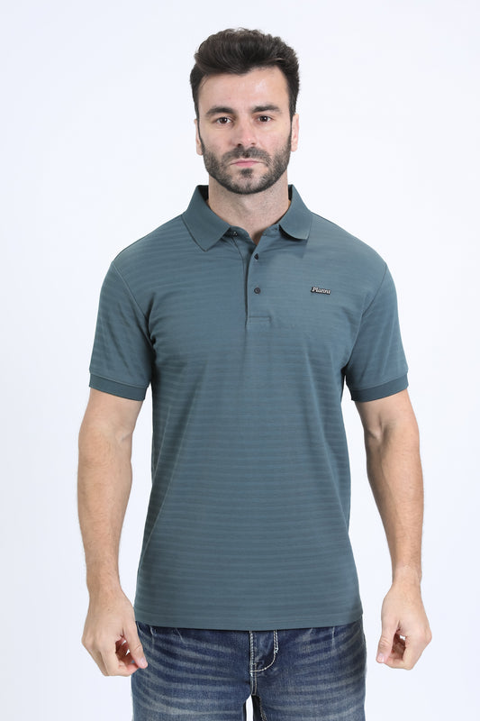 Mens Modern Fit Stretch Cotton Grey Polo