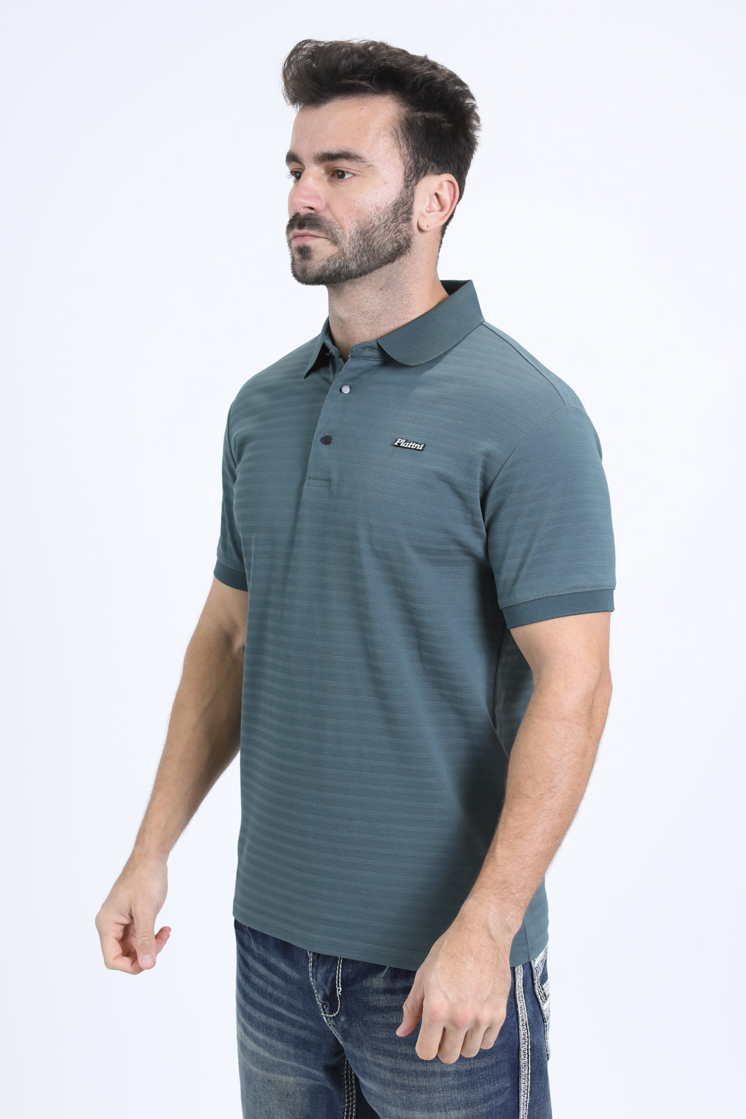 Mens Modern Fit Stretch Cotton Grey Polo