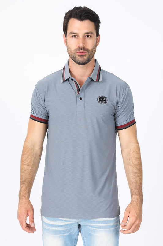 Mens Modern Fit Stretch Cotton Grey Polo