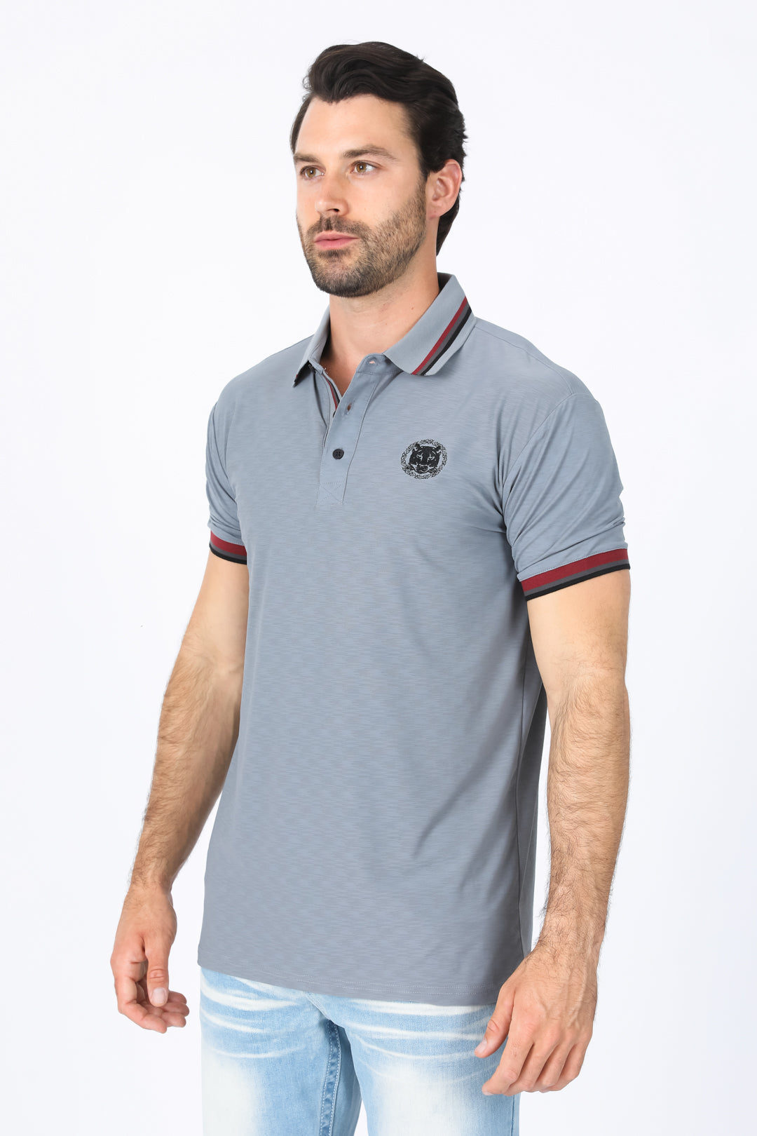 Mens Modern Fit Stretch Cotton Grey Polo