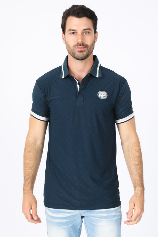 Mens Modern Fit Stretch Cotton Navy Polo