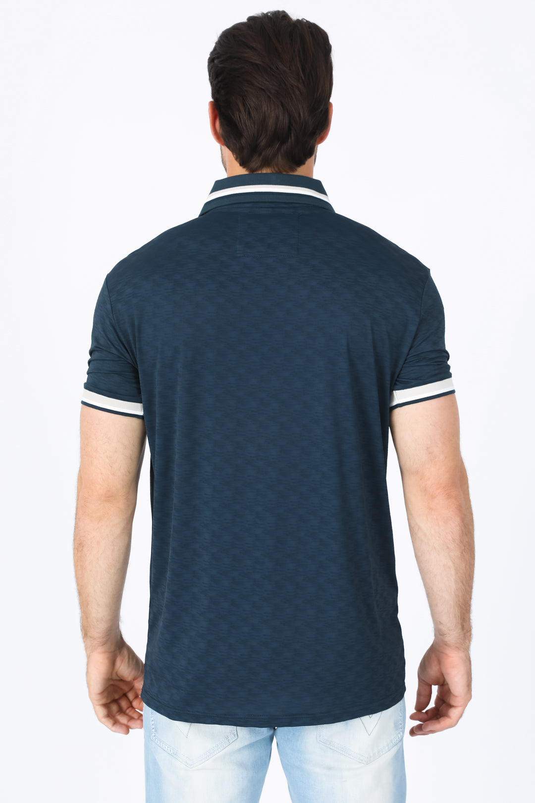 Mens Modern Fit Stretch Cotton Navy Polo