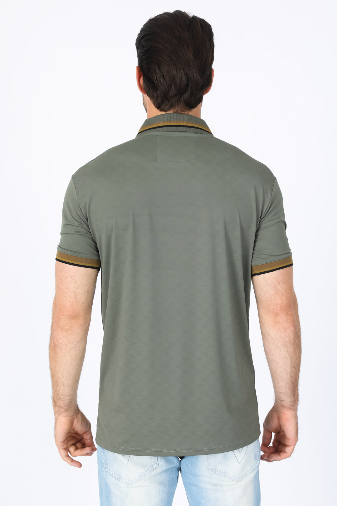 Mens Modern Fit Stretch Cotton Olive Polo