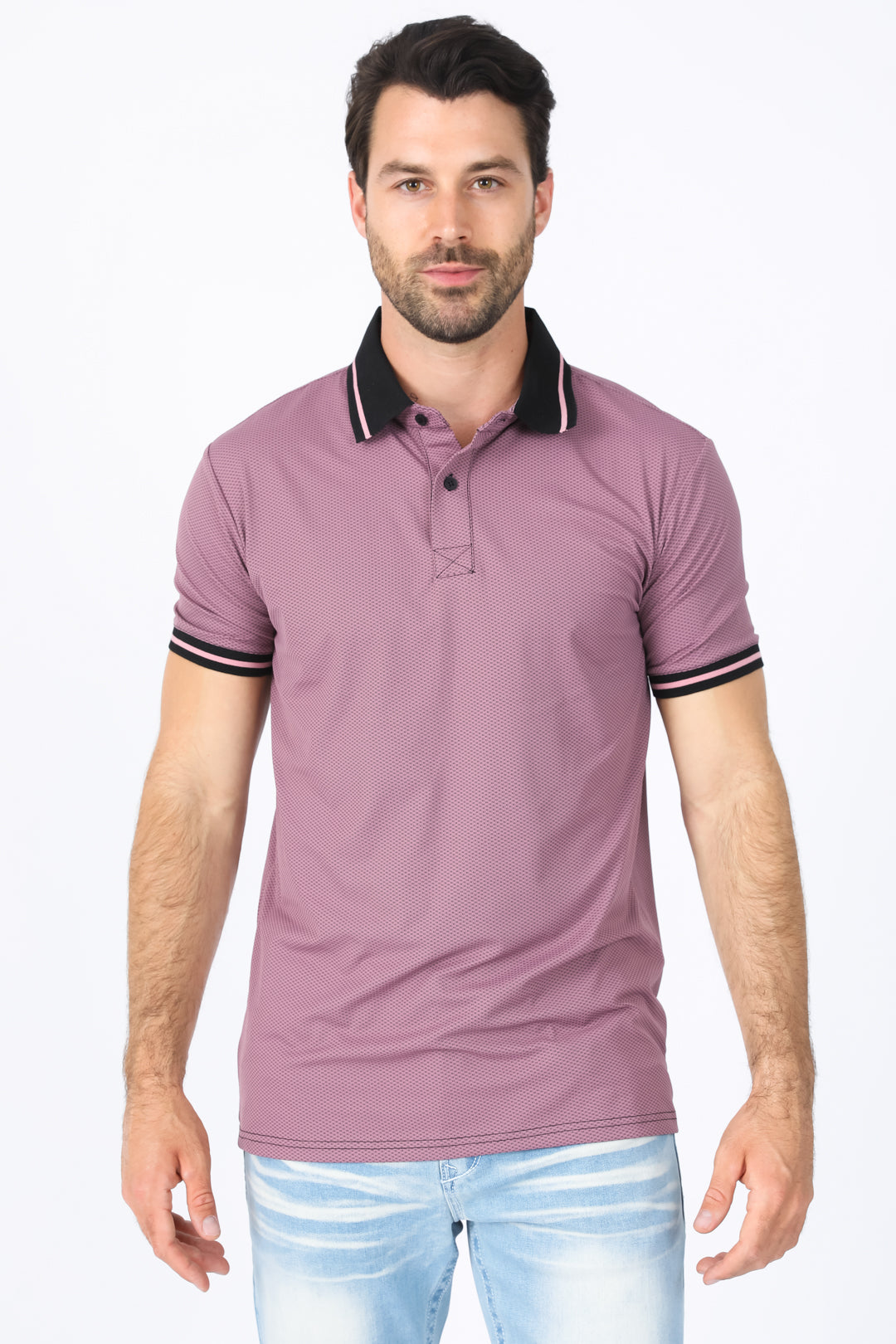 Mens Modern Fit Stretch Cotton Salmon Polo