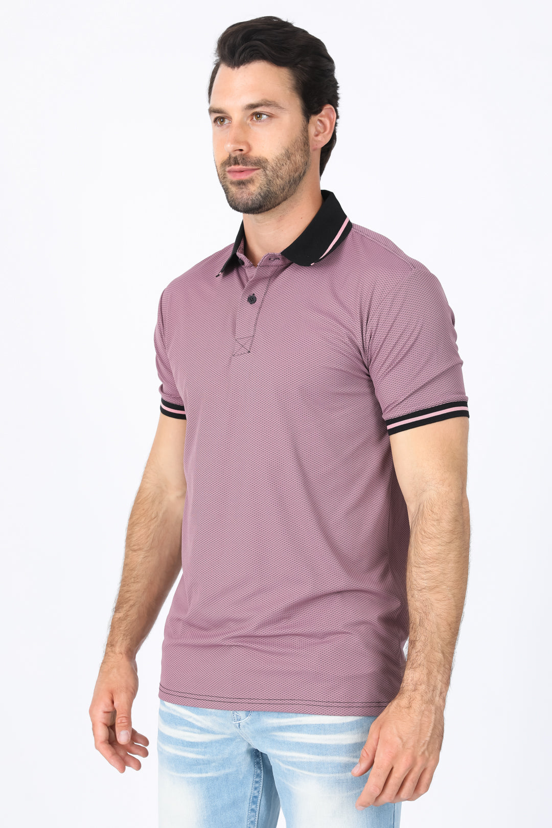 Mens Modern Fit Stretch Cotton Salmon Polo