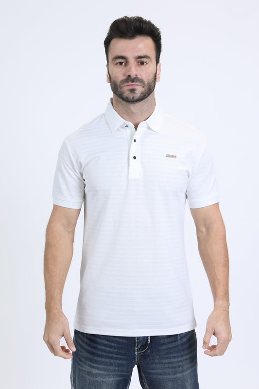 Mens Modern Fit Stretch Cotton White Polo