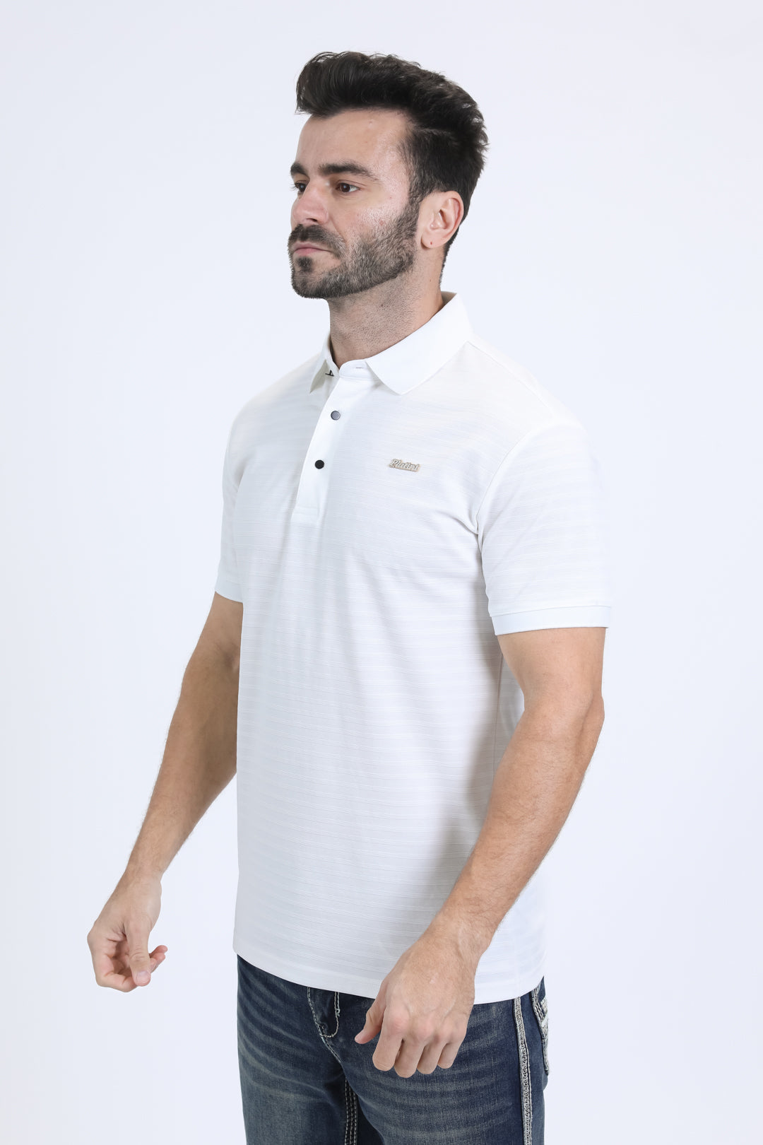 Mens Modern Fit Stretch Cotton White Polo