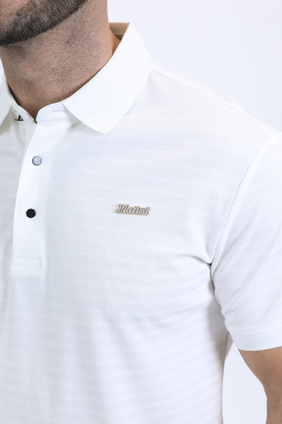 Mens Modern Fit Stretch Cotton White Polo