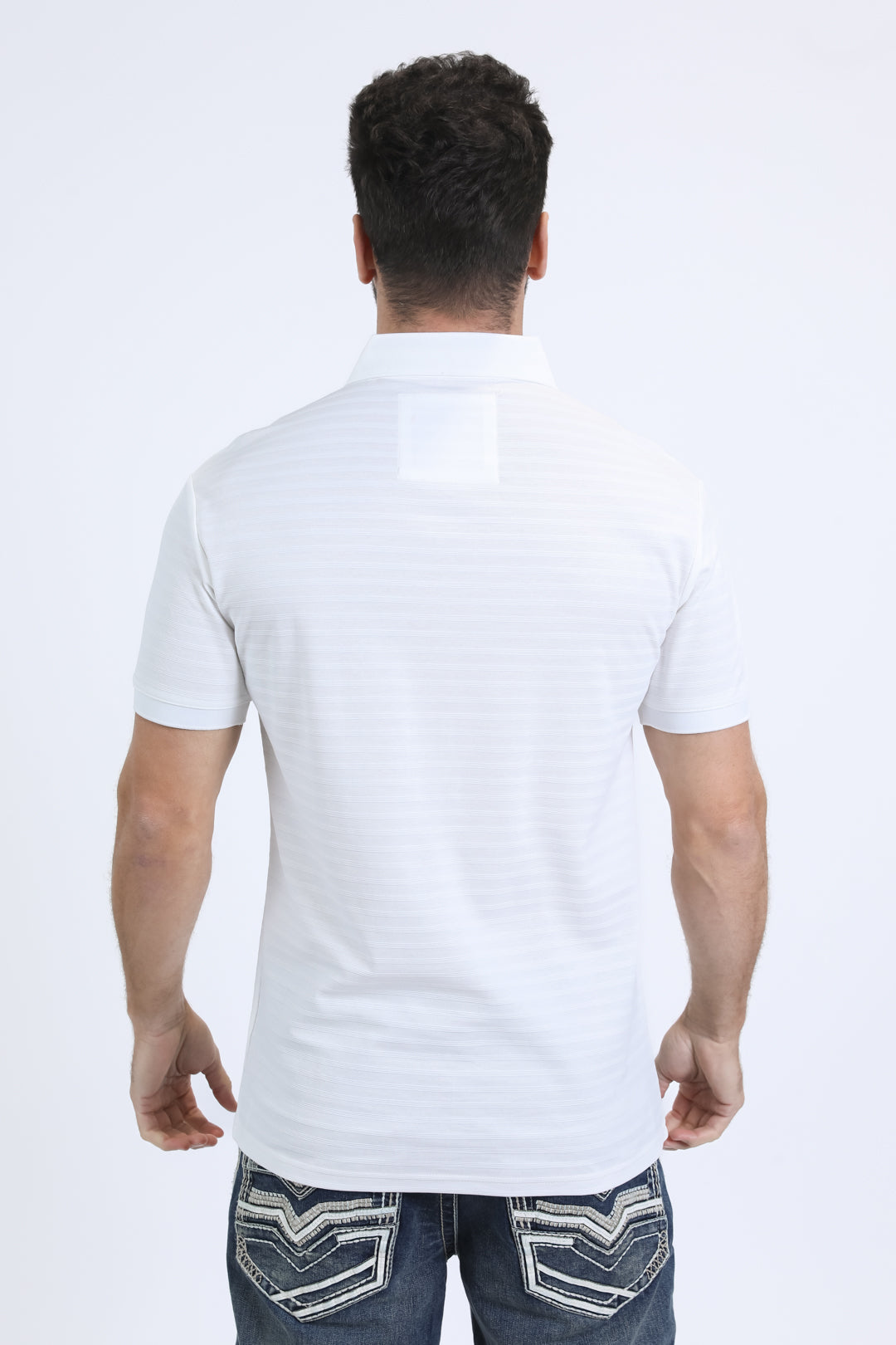 Mens Modern Fit Stretch Cotton White Polo