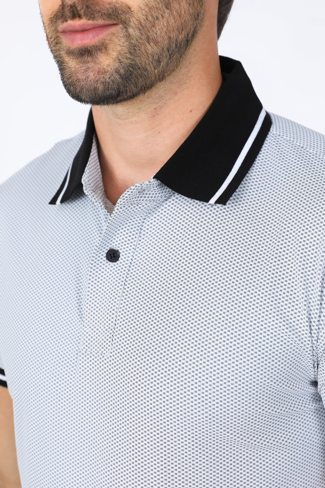 Mens Modern Fit Stretch Cotton White Polo