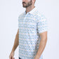 Mens Modern Fit Stretch Cotton White Polo with Aztec Print