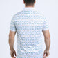 Mens Modern Fit Stretch Cotton White Polo with Aztec Print