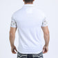 Mens Modern Fit Stretch Cotton White Polo with Aztec Print