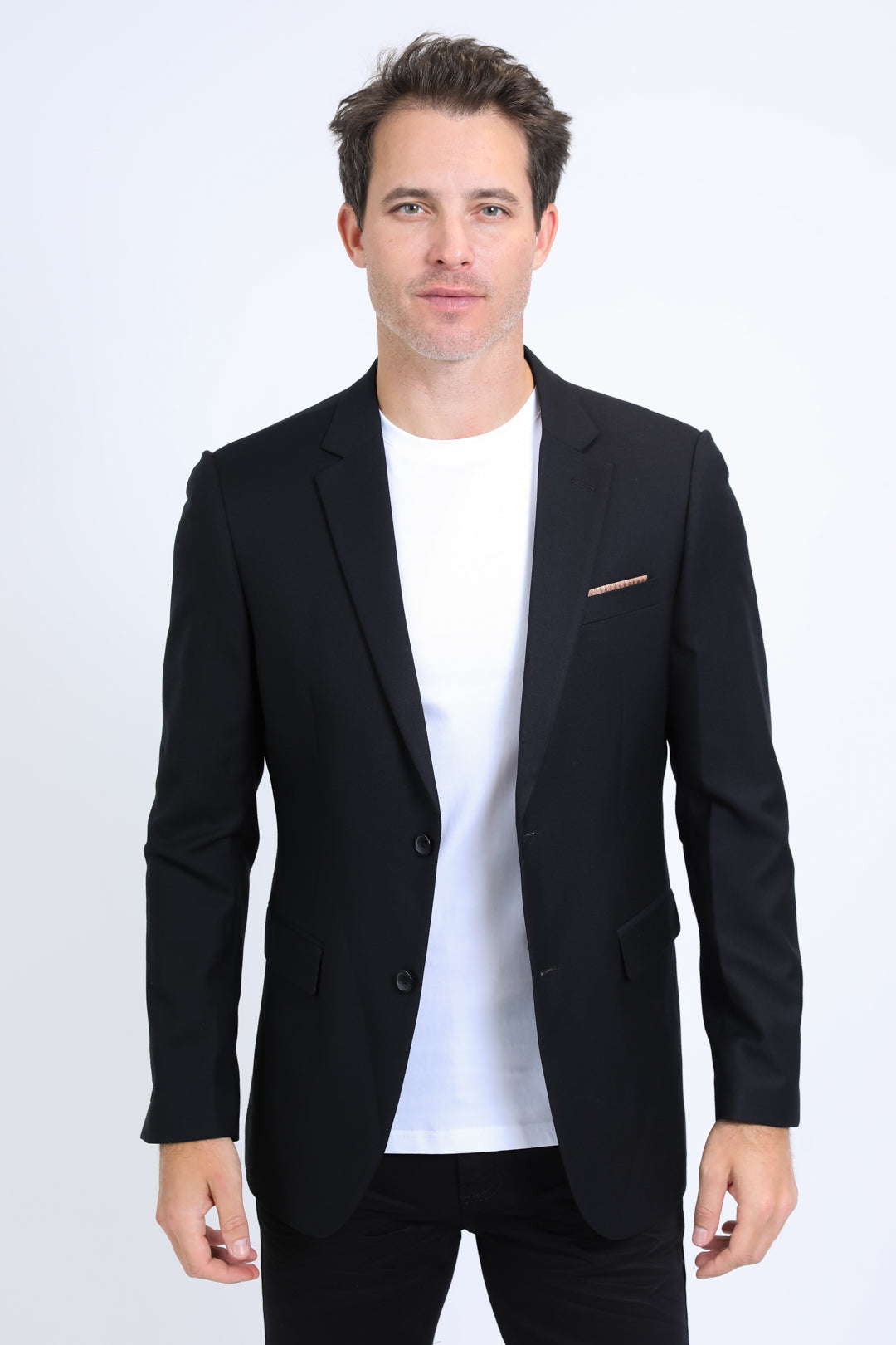 Mens Modern Fit Stretch Date Night Black Blazer