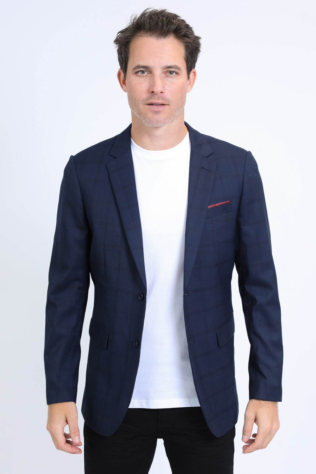 Mens Modern Fit Stretch Date Night Navy Blazer