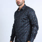 Mens Modern Fit Stretch Foil Fashion Black/Black Shirt