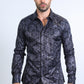 Mens Modern Fit Stretch Foil Fashion Black Shirt