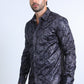 Mens Modern Fit Stretch Foil Fashion Black Shirt