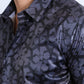 Mens Modern Fit Stretch Foil Fashion Black Shirt