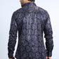 Mens Modern Fit Stretch Foil Fashion Black Shirt