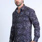 Mens Modern Fit Stretch Foil Fashion Black Shirt