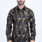 Mens Modern Fit Stretch Foil Fashion Black Shirt