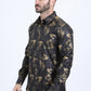 Mens Modern Fit Stretch Foil Fashion Black Shirt