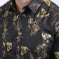 Mens Modern Fit Stretch Foil Fashion Black Shirt