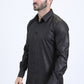 Mens Modern Fit Stretch Foil Fashion Black Shirt