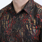 Mens Modern Fit Stretch Foil Fashion Black Shirt