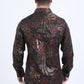 Mens Modern Fit Stretch Foil Fashion Black Shirt