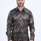 Mens Modern Fit Stretch Foil Fashion Black Shirt