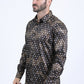 Mens Modern Fit Stretch Foil Fashion Black Shirt