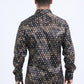 Mens Modern Fit Stretch Foil Fashion Black Shirt