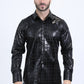 Mens Modern Fit Stretch Foil Fashion Black Shirt