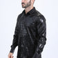 Mens Modern Fit Stretch Foil Fashion Black Shirt