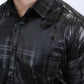 Mens Modern Fit Stretch Foil Fashion Black Shirt