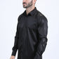 Mens Modern Fit Stretch Foil Fashion Black Shirt