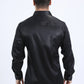 Mens Modern Fit Stretch Foil Fashion Black Shirt