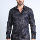 Mens Modern Fit Stretch Foil Fashion Black Shirt