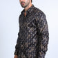 Mens Modern Fit Stretch Foil Fashion Black Shirt