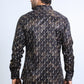 Mens Modern Fit Stretch Foil Fashion Black Shirt