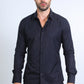 Mens Modern Fit Stretch Foil Fashion Black Shirt