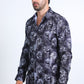 Mens Modern Fit Stretch Foil Fashion Black Shirt