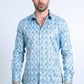 Mens Modern Fit Stretch Foil Fashion Blue Shirt