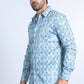 Mens Modern Fit Stretch Foil Fashion Blue Shirt