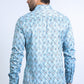 Mens Modern Fit Stretch Foil Fashion Blue Shirt